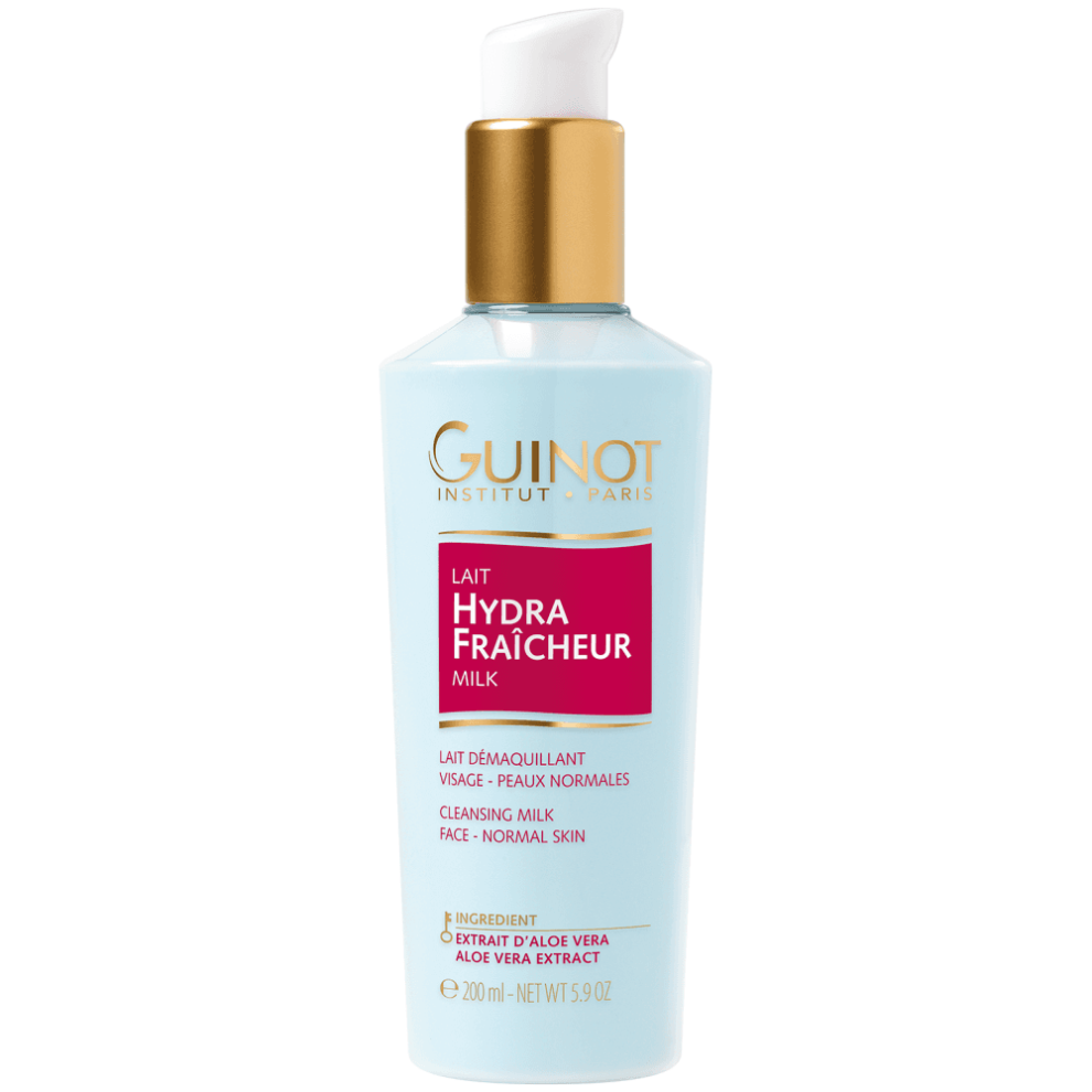 Guinot 200ml Lait Hydra Fraicheur Refreshing Cleansing Milk All Skin Types (Aloe Vera Extract)