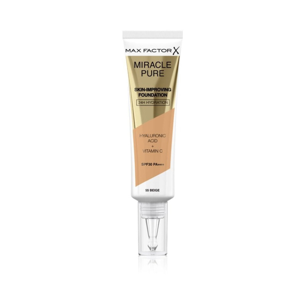 Max Factor Foundation Miracle Pure Sin-Improving Tube 30Ml - 55 Beige