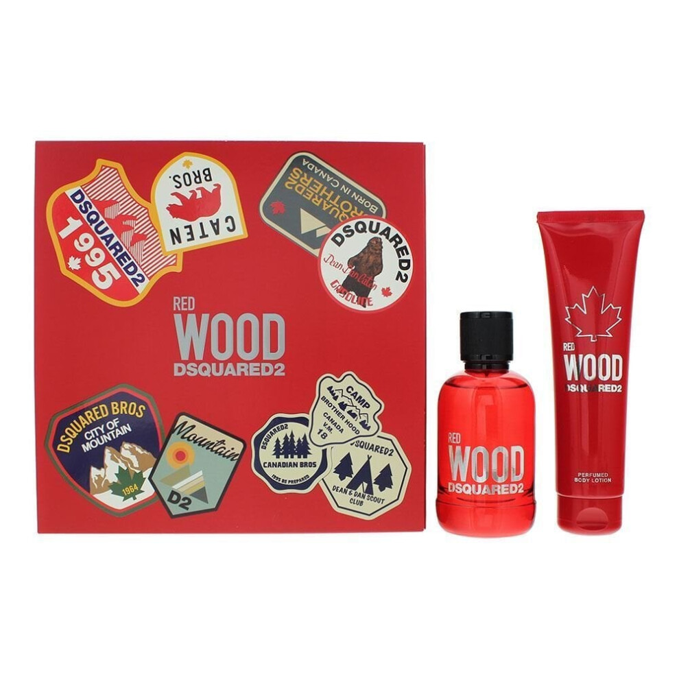 Dsquared2 Red Wood Gift Set EDT 100ml Spray + Body Lotion 150ml