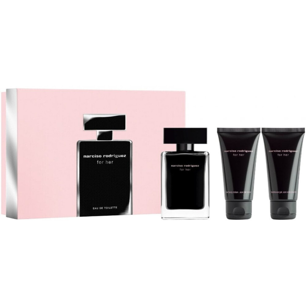 Narciso Rodriguez For Her Gift Set 50ml EDT Spray + Body Lotion 50ml + Shower Gel 50ml