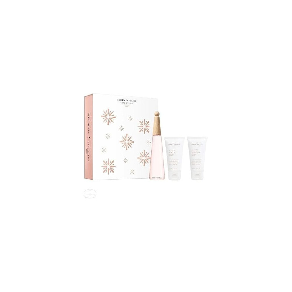 Issey Miyake L'eau D'issey Pivoine Gift Set 50ml EDT Spray + Body Lotion 50ml + Shower Cream 50ml
