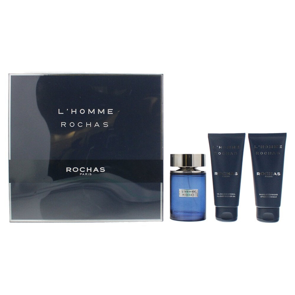 Rochas L'Homme Rochas Gift Set 100ml EDT Spray + 100ml Shower Gel + 100ml Aftershave Balm