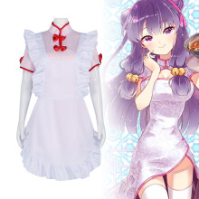 (Maid's outfit (cheongsam suit + apron), M) Ranma 1/2 Shampoo Cosplay Costume Cheongsam Maid Dress Sweet Pink Anime Outfit Polyester