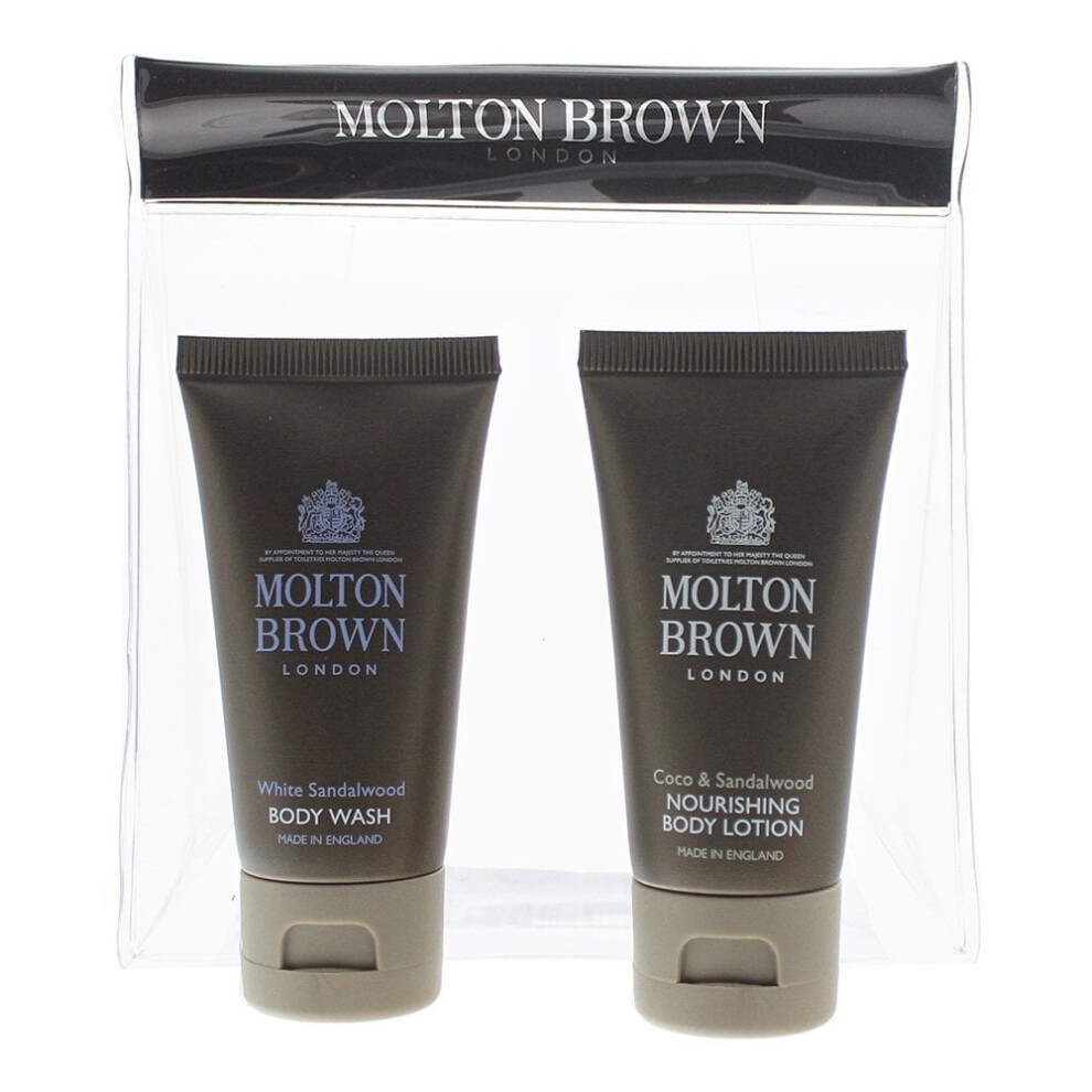 Molton Brown Gift Set: Coco Sandalwood Body Lotion 30ml - White Sandalwood Body Wash 30ml