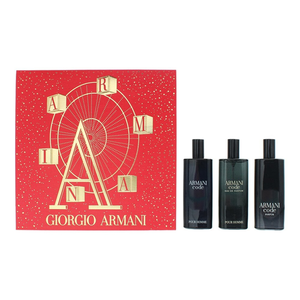 Giorgio Armani Code Pour Homme 3 Piece Gift Set: EDT 15ml - EDP 15ml - Parfum 15ml