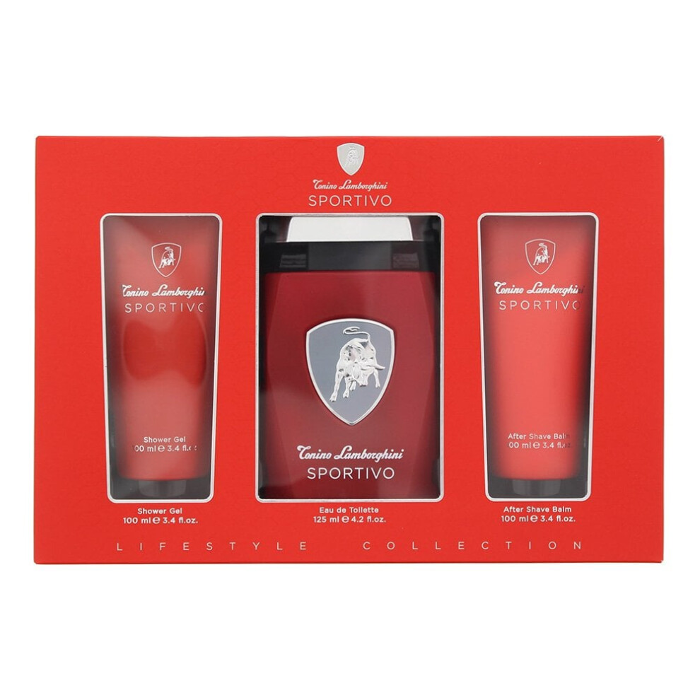 Lamborghini Sportivo 3 Piece Gift Set: EDT 125ml - Shower Gel 100ml - Aftershave Balm 100ml