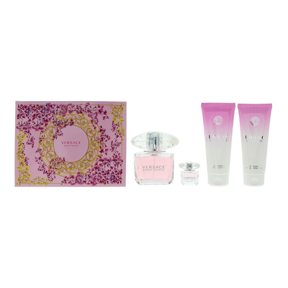 Versace Bright Crystal Gift Set EDT 90ml + 100ml S Gel + B Lotion 100ml + 5Ml