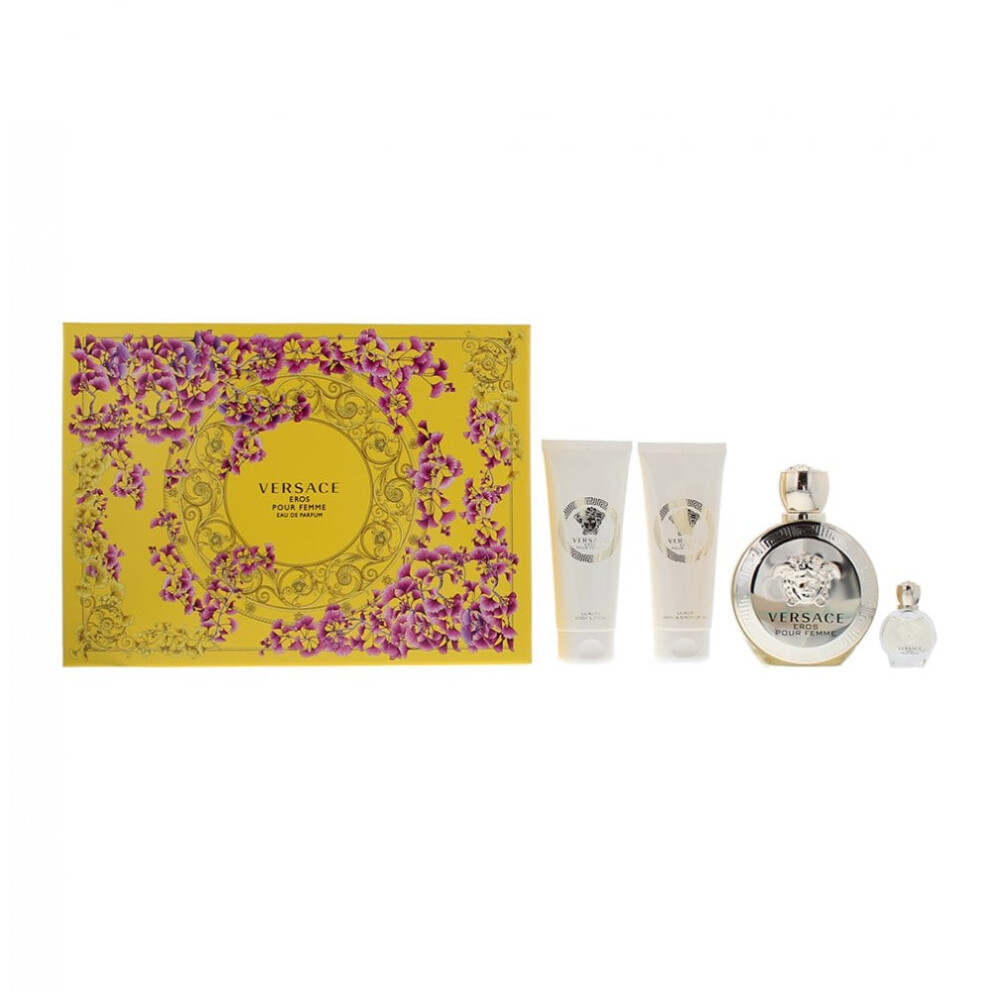 Versace Eros Pour Femme Gift Set 100 EDP Spray + 100ml S Gel + B 100ml + EDP 5Ml