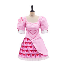 (Pink, XL) The Rise of Red Cosplay Costume from Descendants 4, Sweet Queen Outfit, Pink Polyester Role Play Dress