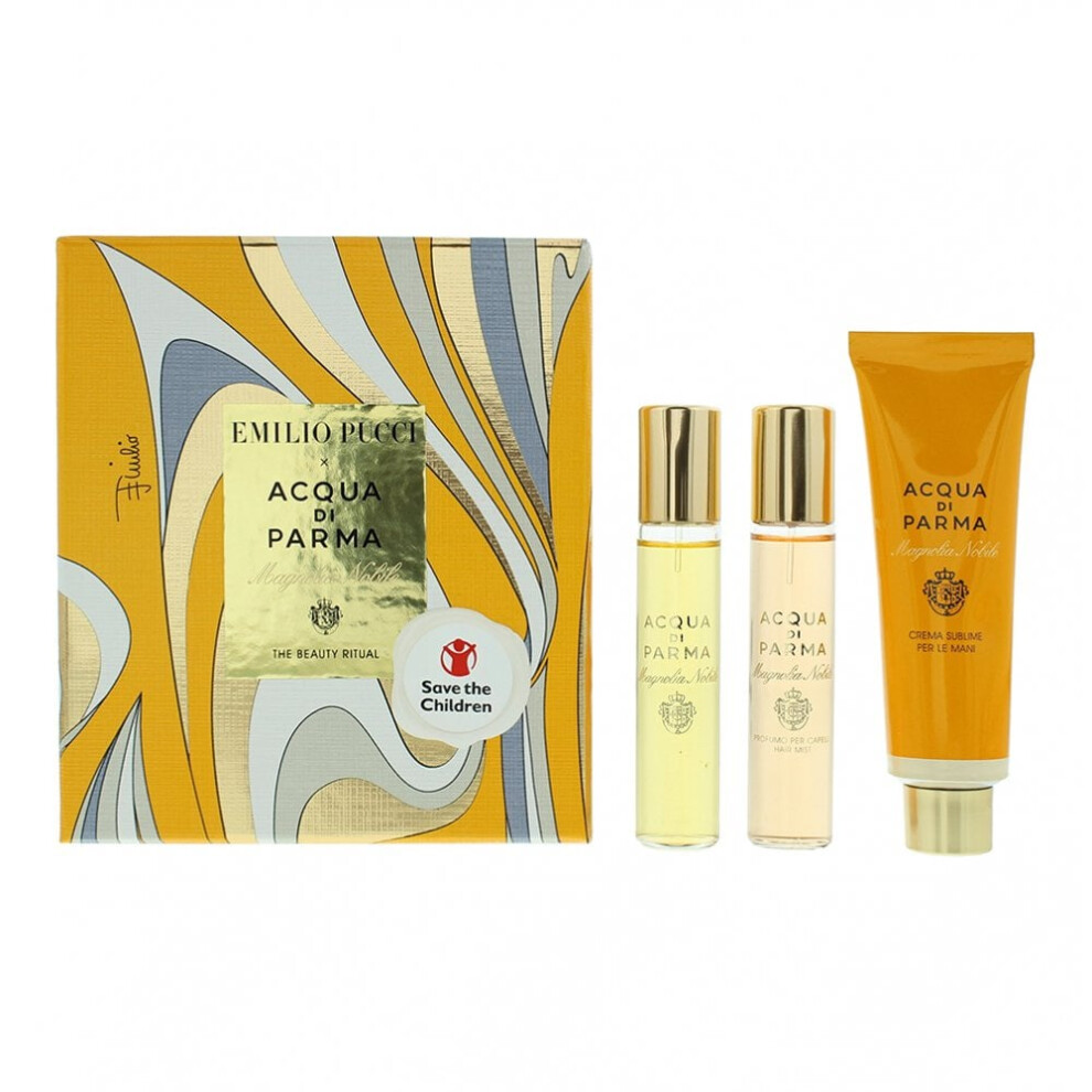 Acqua Di Parma Magnolia Nobile Gift Set 12ml EDP Spray + 12ml Hair Mist + 30ml Hand Cream