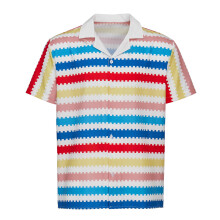 (Rainbow Stripes, XXL) Barbie Movie Ken Cosplay Striped Shirt Rainbow Beach Hawaiian Shirt Chiffon Polyester Retro Vintage