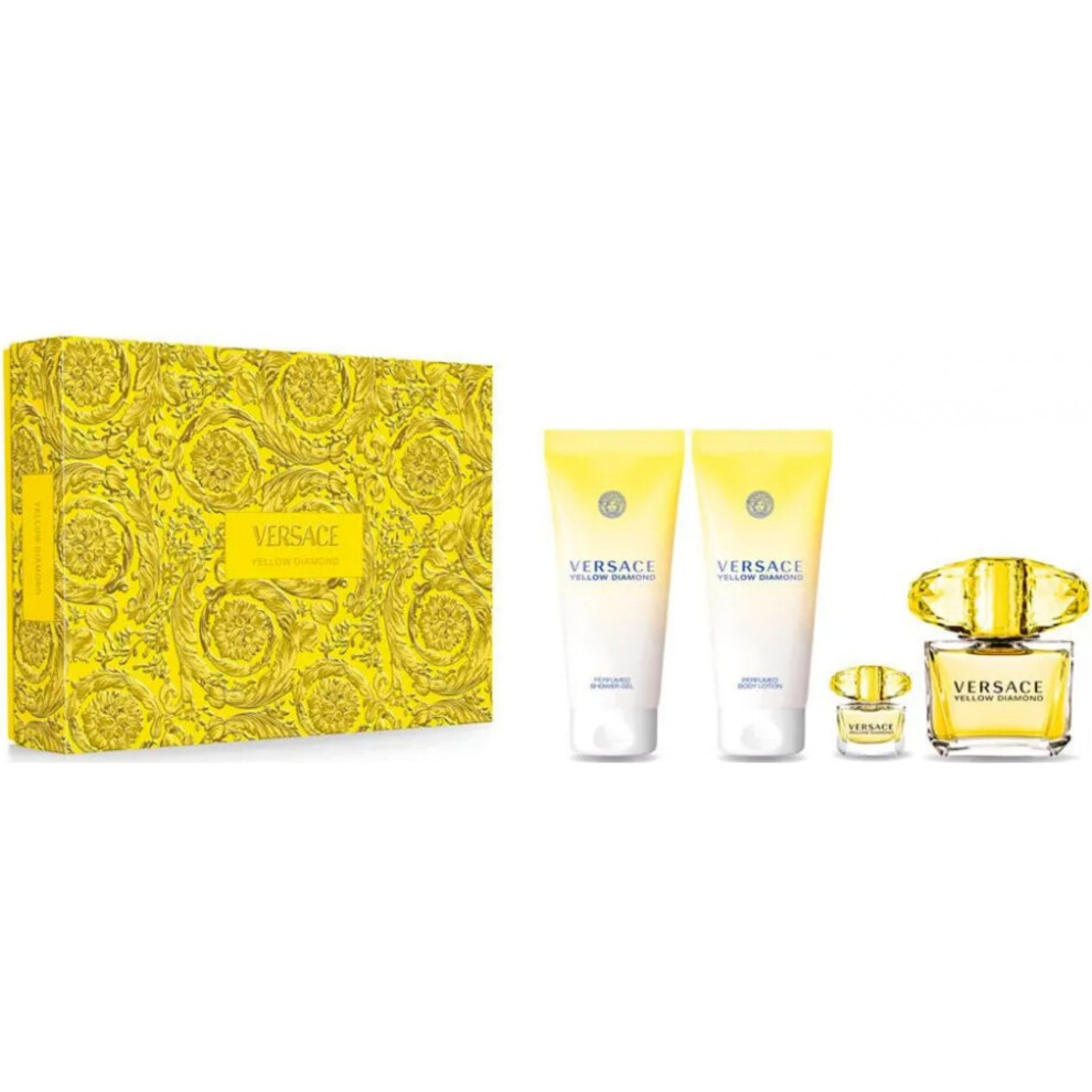 Versace Yellow Diamond Gift Set EDT Spray 90ml + BL 100ml + SG 100ml + EDT Spray 15ml