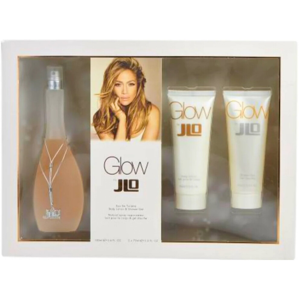 Jennifer Lopez Glow Giftset 100ml EDT Spray + Body Lotion 75ml + Shower Gel 75ml