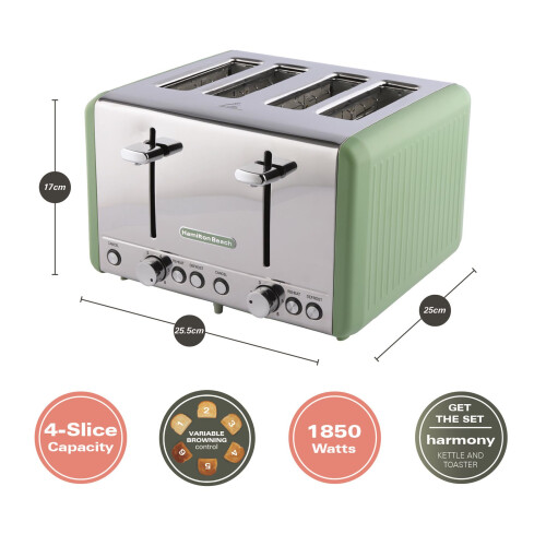 Hamilton Beach Hamilton Beach, Harmony Toaster, 4 Slice, Matcha, HBT018M 2