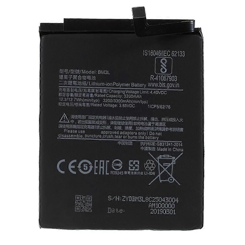 For Xiaomi Mi 9 3.85V 3200Mah Rechargeable Li-Ion Polymer Battery Phone (Encode: Bm3l) 7637629168649