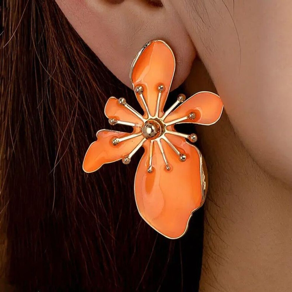 (orange) Fashion Flower Earrings For Women