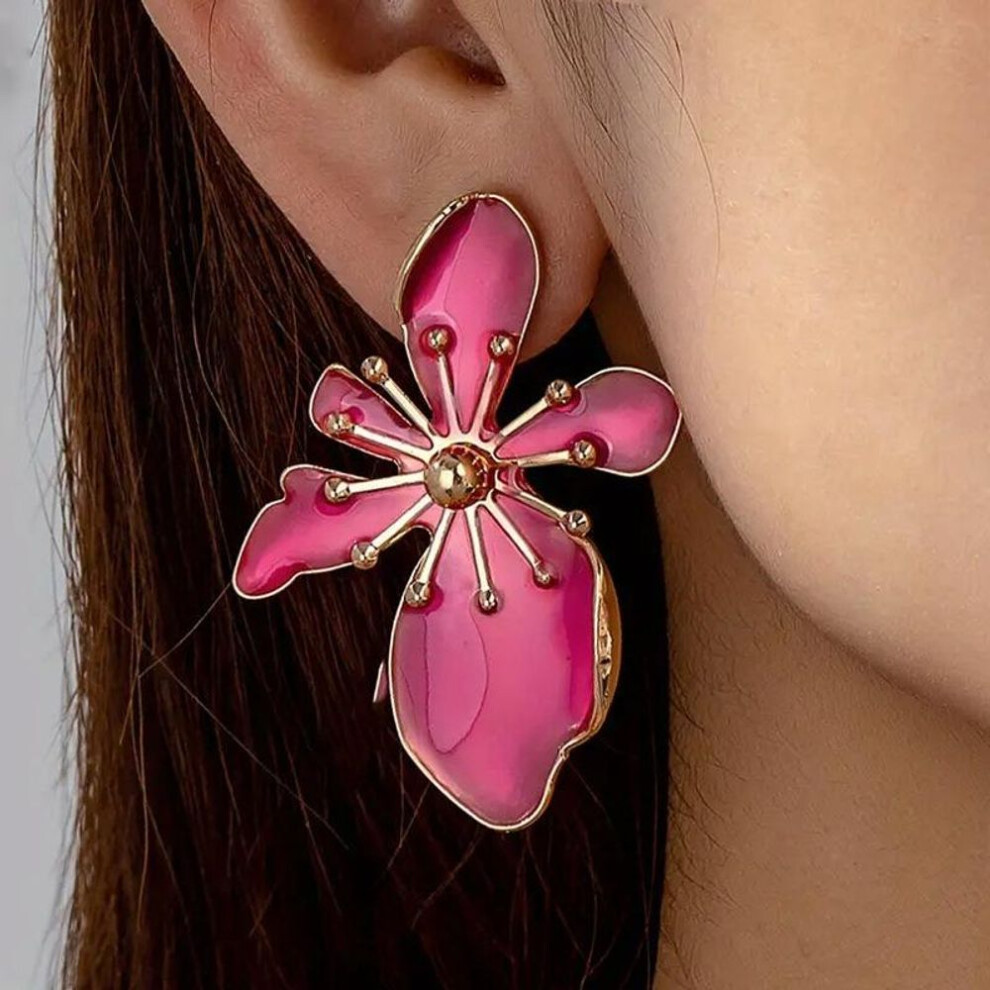 (rose red) Fashion Flower Earrings For Women