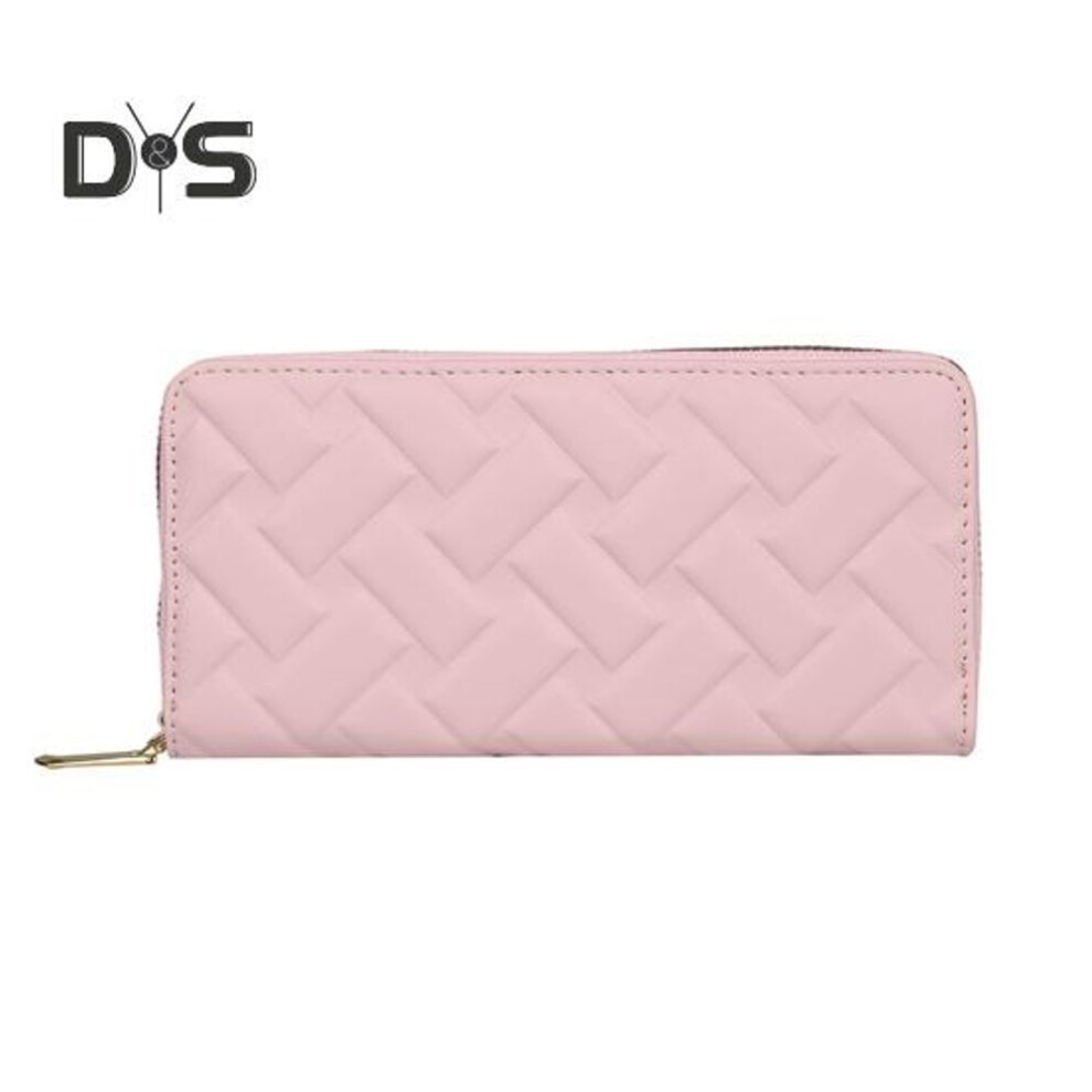 (pink) Women's Zip Around Wallet Vintage Solid Color Long Wallet Faux Leather Card Holder Phone Clutch Bag For Cash Coins Cards Keys Storage