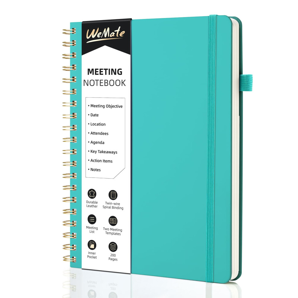 WEMATE Simplified Meeting Notebook for Work with Action Items 200 Pages  Office Supplies for Note Taking  Keep Agenda Organized  PU Leather Meeting No-image-OPC-PGSF2XS-NEW