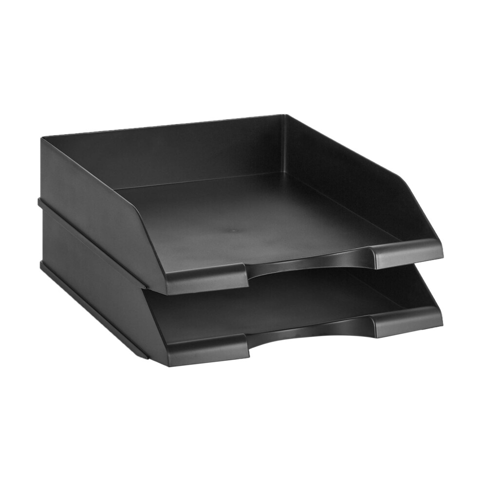 Amazon Basics Rectangular Stackable Office Letter Trays Pack of 12 letter size Black