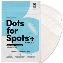 Dots for Spots Mega Dot Pimple Patches (Pack of 10) - Niacinamide Formula for Face and Body - Discreet Design Fast-Acting Vegan & Cruelty-