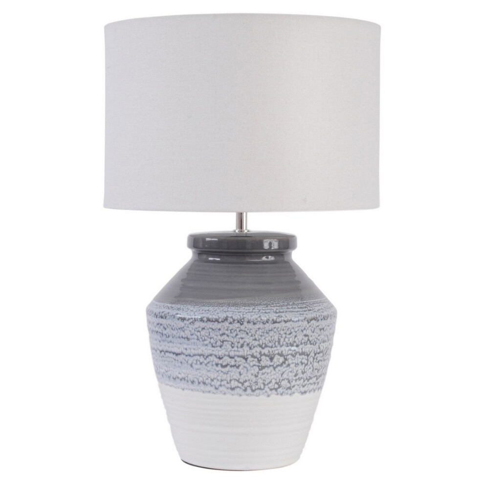 Skyline Table Lamp with Shade E27 60W - Porcelain/Linen/Iron - L38 x W38 x H59 cm - Grey/Ecru-image-OPC-PH926HT-NEW