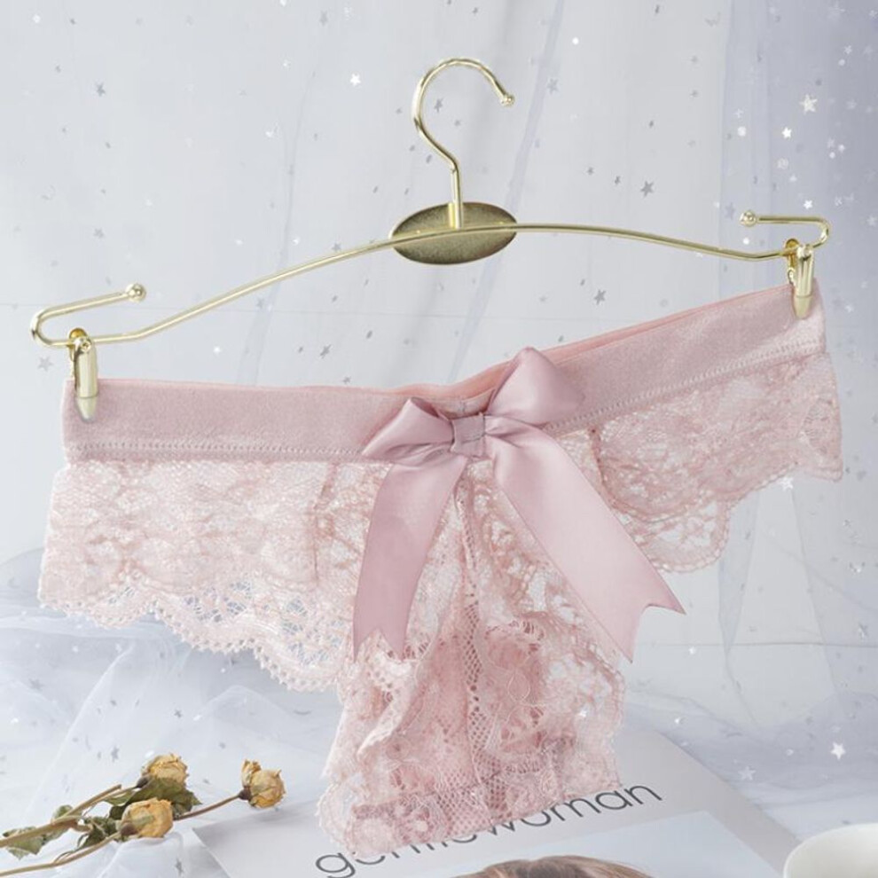 (pink, XL) Lace Sexy Underwear Panties for Women Pure Desire Sexy Low Waist Seamless Thong Large Size Breathable Bow Girl Panties Briefs