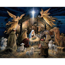 Bits and Pieces - 50 Piece Jigsaw Puzzle for Adults - in The Manger - Large Lettered Pieces Christmas Religious Jigsaw Puzzle by Artist Ruane Man