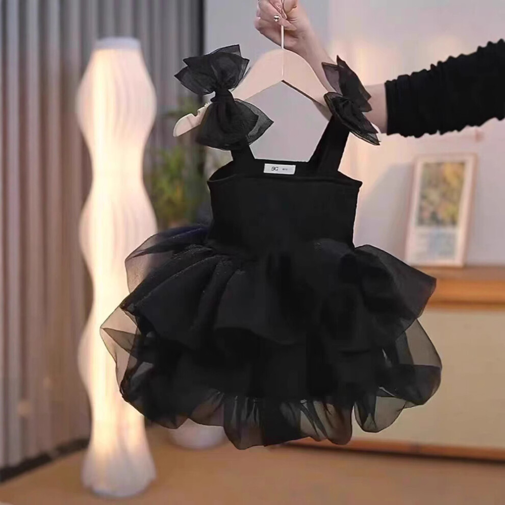 (Black, 100cm) Summer Girl Dress Mesh Formal Attire Princess Camisole Dress Outdoor Skirt-image-OPC-PH9288P-NEW