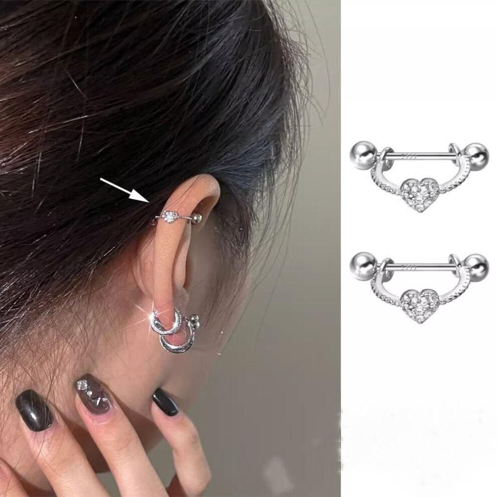 (Style 5) Silver Color Piercing Earrings Piercing Jewelry Cartilage Helix Screw Back Earrings CZ Earrings
