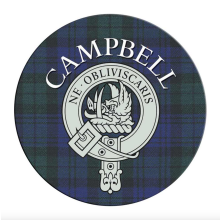 (Campbell) Single Scottish Circular Clan Crest Cork Backed Coaster - A-C Tartans