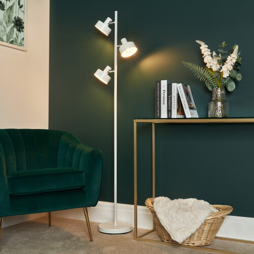 Litecraft Alyssa Task Floor Lamp 3 Light - White 1