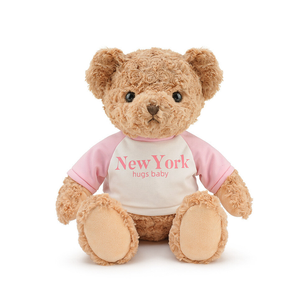 (Pink, 35cm) Letter Sweatshirt Fashionable Teddy Bear Cute Plush Toy Doll Gift Children For-image-OPC-PH92HXV-NEW