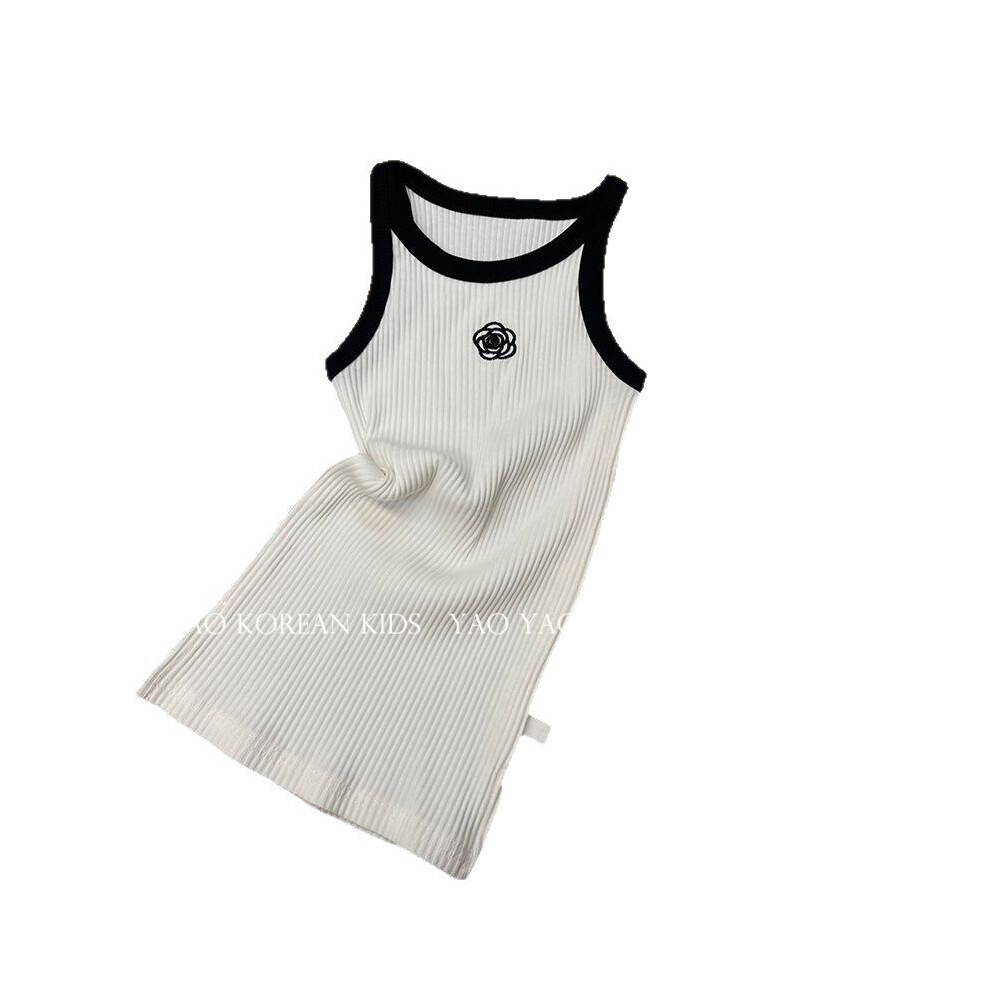 (80 CM) Girl Dress Summer Cotton Flower Embroidered Sleeveless Skirt Children Clothing-image-OPC-PH92KJW-NEW