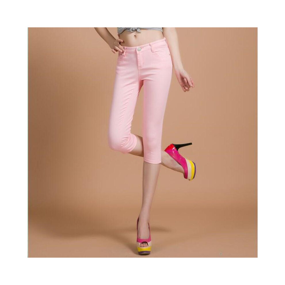 (Pink, 31) Summer Candy Women Color Capris Denim Skinny Slimming Pencil Trouser Pants-image-OPC-PH92NJQ-NEW