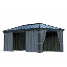 Curtain Set for Dallas 12 x 20 Gazebo - Polyester, Dark Grey, 4 Panels with Hidden Clips (L212 x W507 cm) - PalramApplicationsLtd.706600