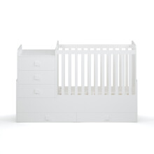Kudl - 1200 Combi 4 in 1 Children's Cot Bed - MDF/Wood - L173.5 x W65.5 x H109 cm - White