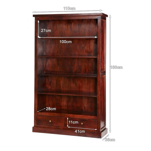 Jaipur Dark Mango Large Bookcase - Solid Mango Wood - L35 x W110 x H180 cm 2