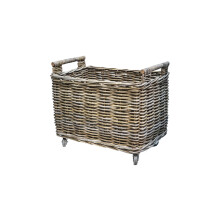 Log Cart - Natural Rattan - L39 x W58 x H49 cm - Brown