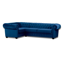 Chesterfield Style Mariot Left Corner Sofa Blue French Velvet