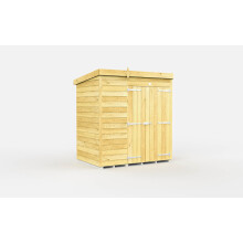7 x 4 Feet Pent Shed - Double Door Without Windows - Wood - L118 x W214 x H201 cm