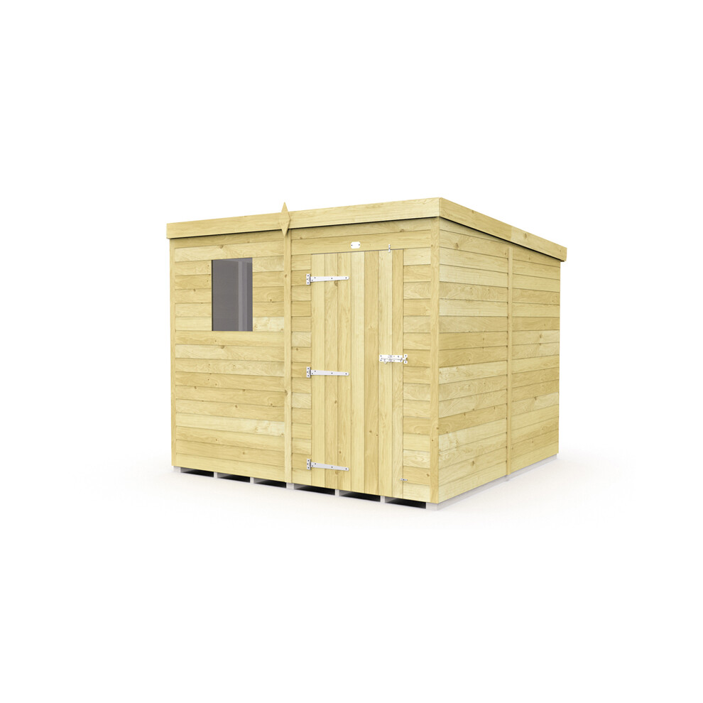 7 x 8 Feet Pent Shed - Single Door With Windows - Wood - L231 x W214 x H201 cm-image-OPC-PH92TZ7-NEW