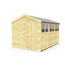 8 x 12 Feet Apex Shed - Single Door With Windows - Wood - L358 x W231 x H217 cm