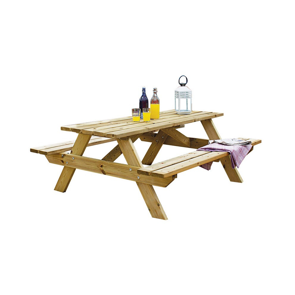 Appleton 6 Seater Picnic Bench - Timber - L15.4 x W15.9 x H6.8 cm - Natural
