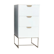 3 Drawer Bedside Table - Wood - L24 x W30 x H64 cm - White