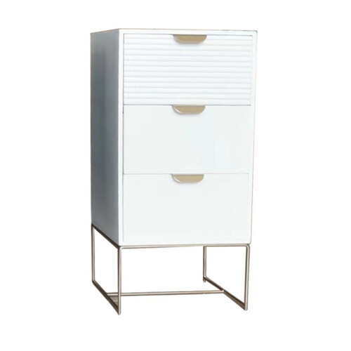 3 Drawer Bedside Table - Wood - L24 x W30 x H64 cm - White