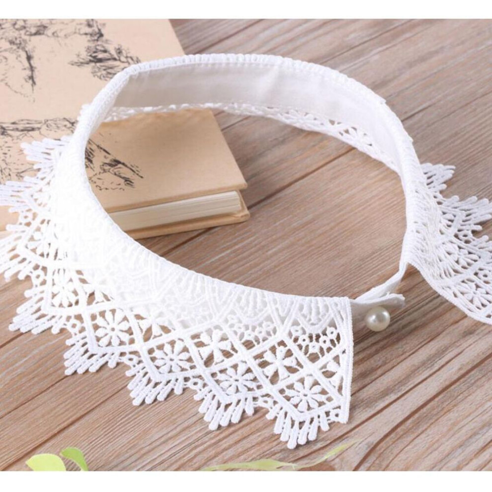 (white, as described) Womens Lace Fake Collar Detachable Half Shirt Blouse False Black