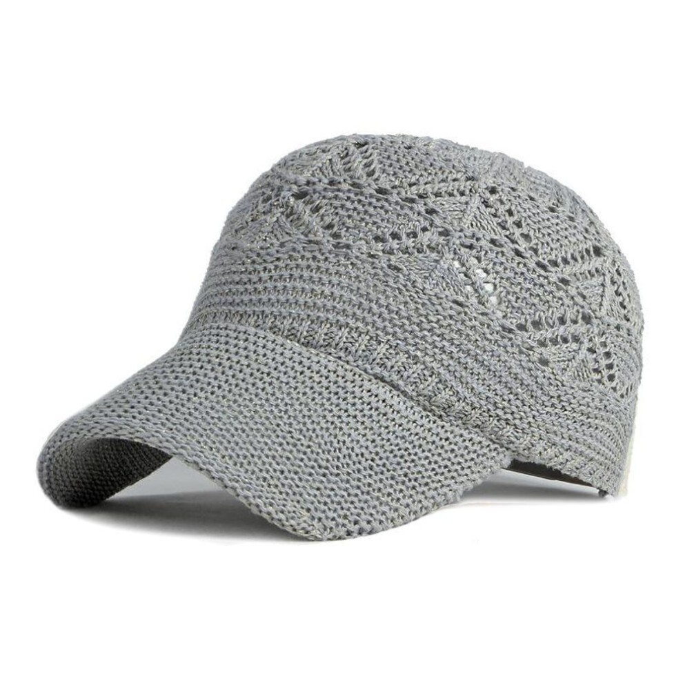 (gray, 54-58CM) Summer Women's Hollow Baseball Cap Breathable Knitting Caps Holiday Mesh Hats Bone Adjustable Cap Sun Hat