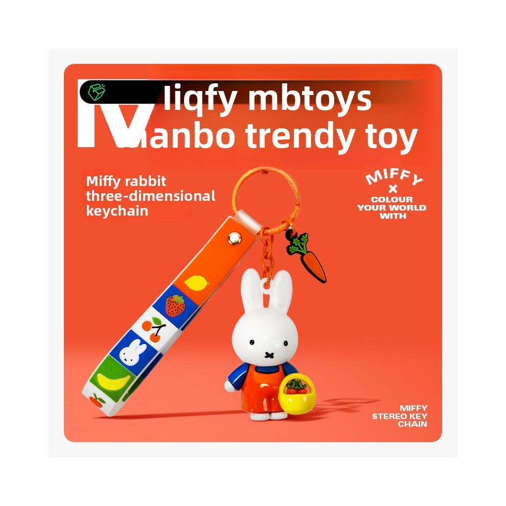 (Carrot) Keychain Rabbit Miffy With Fruit Resin 3d Pendant For Car Travel Accessories And