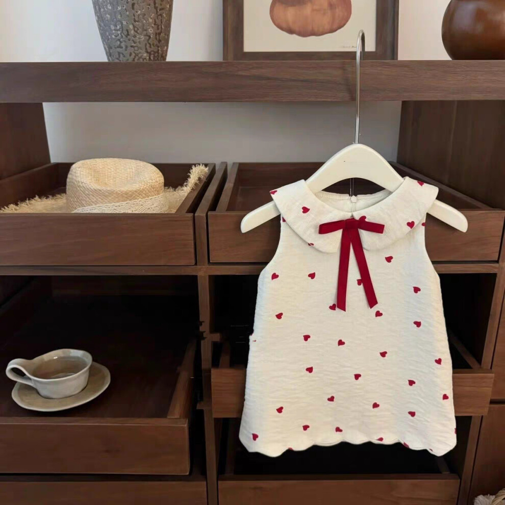 (110 CM) Printed Love Girl Summer Dress Kids Cotton Casual Princess Skirt Child Clothing-image-OPC-PH955H2-NEW